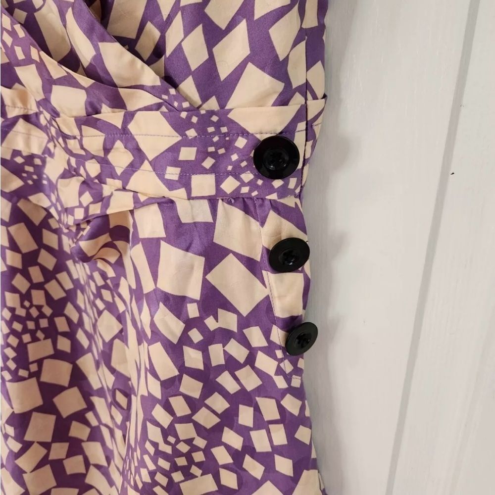 Marc by Marc Jacobs cowlneck/sleeveless/ Geometric Purple and Cream Dress/2/ - Picture 5 of 5
